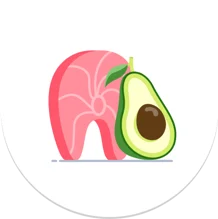 Icono de plan de comidas con salmón y aguacate
